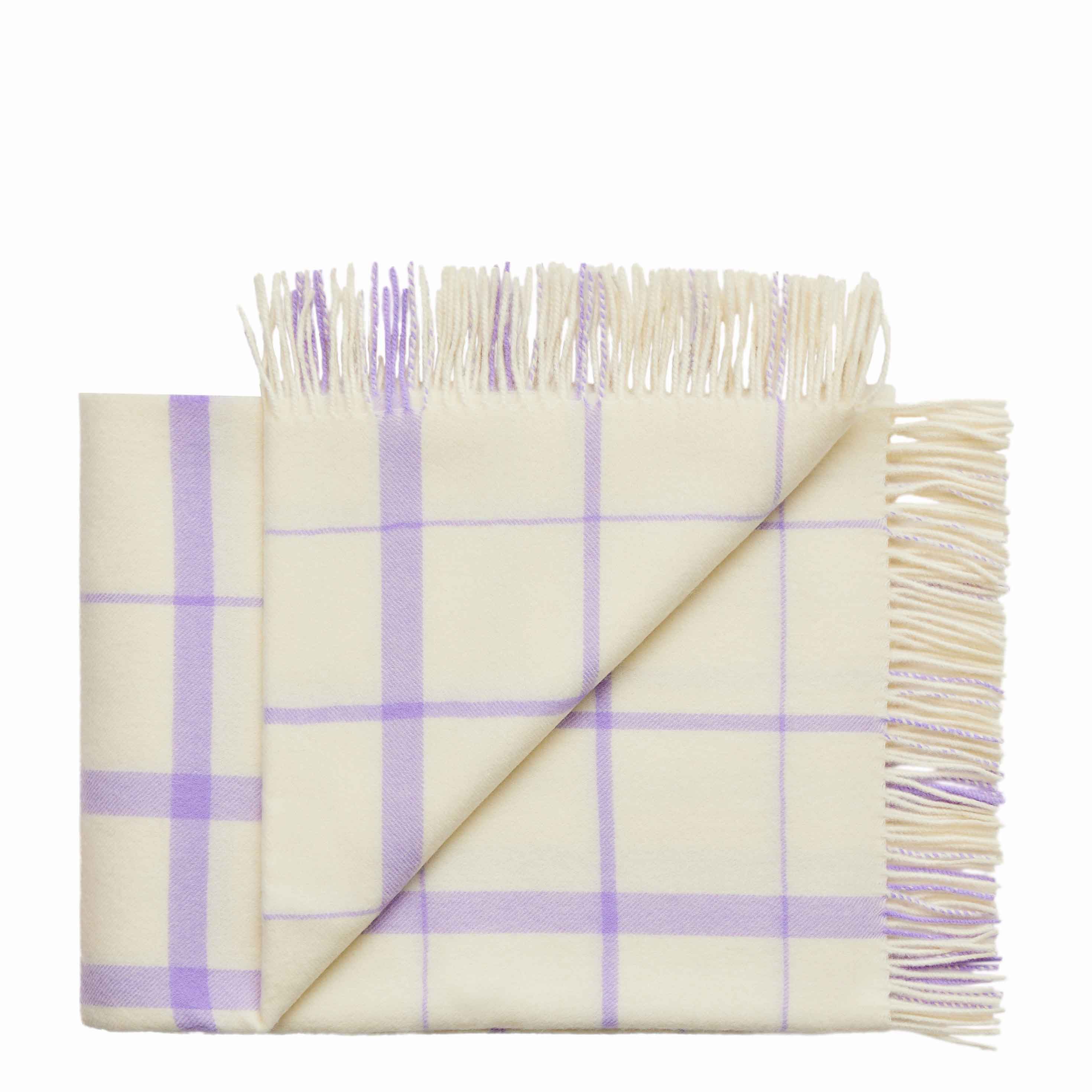 Silkeborg Uldspinderi ApS Warp & Weft 130x190 cm - RWS Throw 02106 Vibrant - Raw White/Lilac (00100/17521)